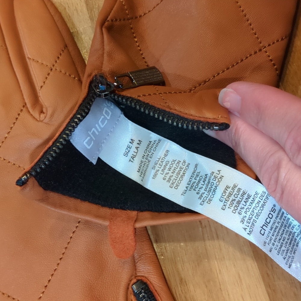 SOLD - Chico's 100% camel brown leather smart touch side zipper size medium - Picture 7 of 10